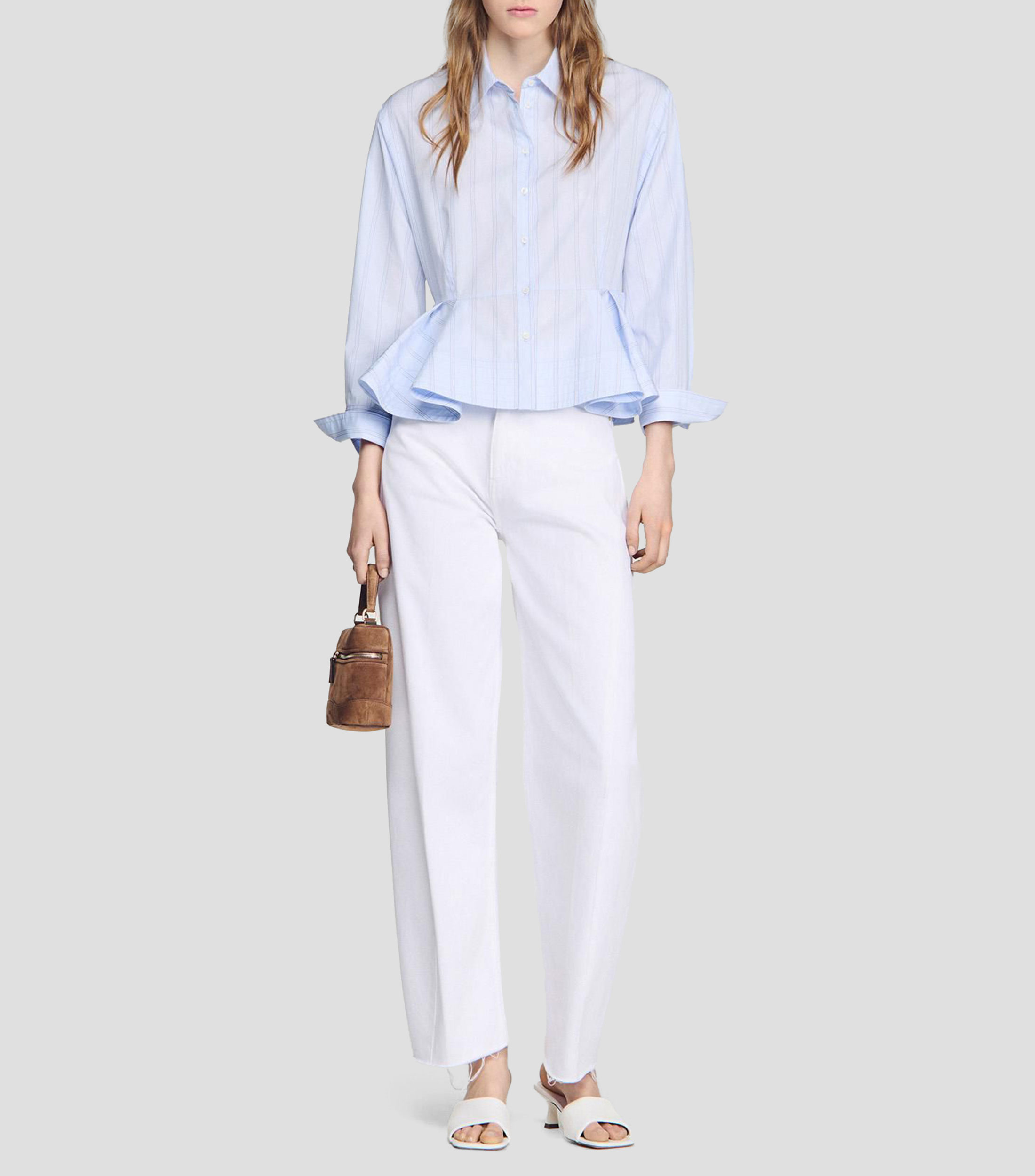 Camisa con líneas manga larga Mujer